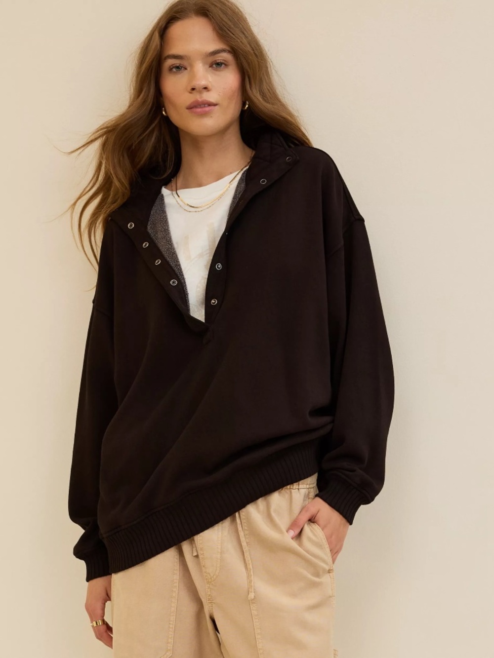 Aerie Oh Snap Sweatshirt - Deep Earth/ Brown M